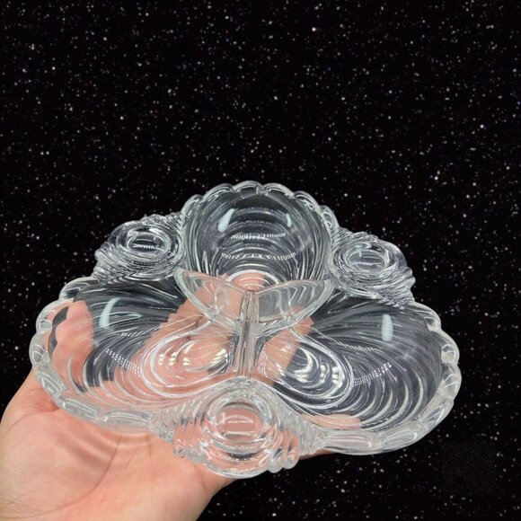Cambridge Glass 3 Compartment Relish Dish Trefoil Caprice Clear Scalloped 7.5"W - Picture 7 of 13